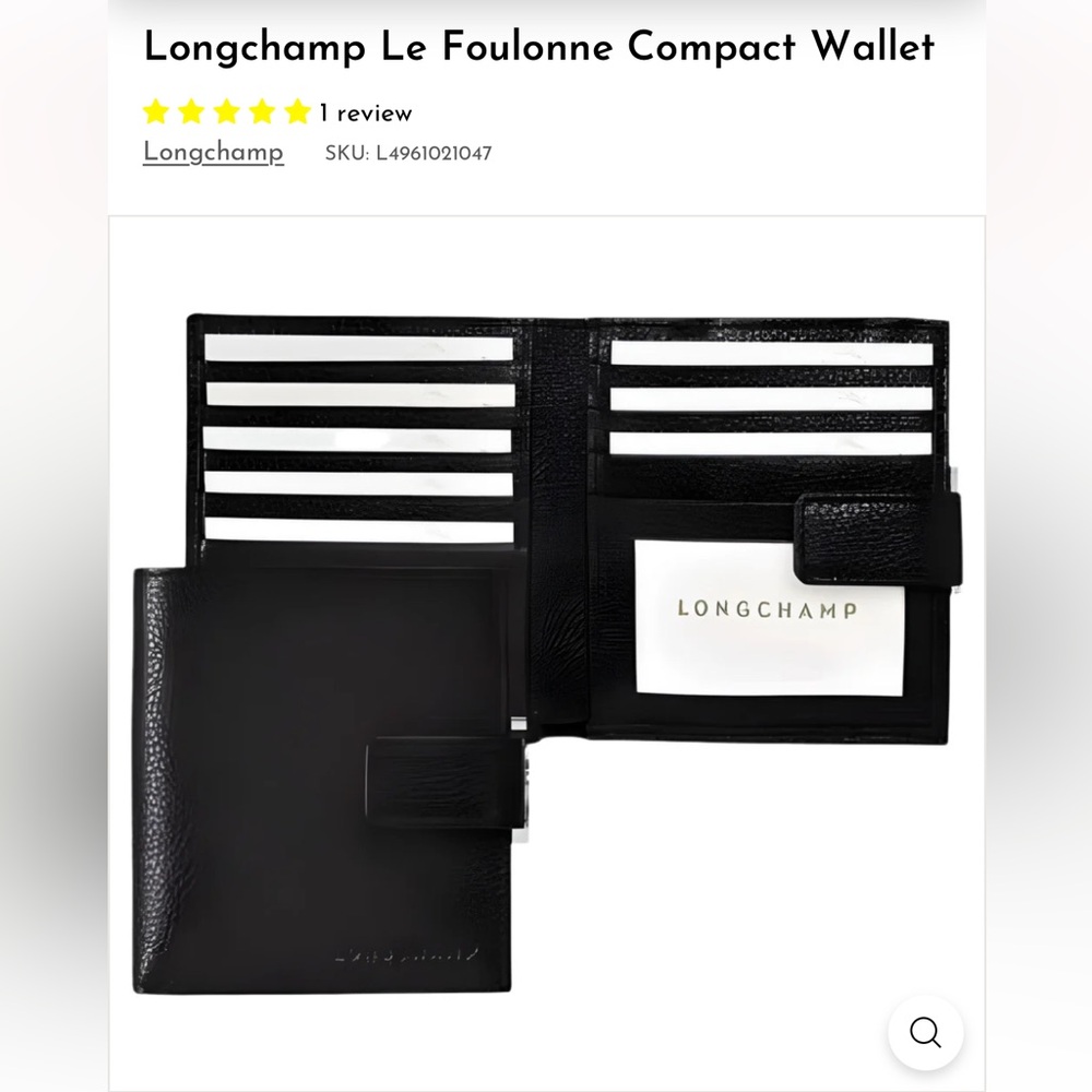 Longchamp Le Foulonne Compact Wallet- Black